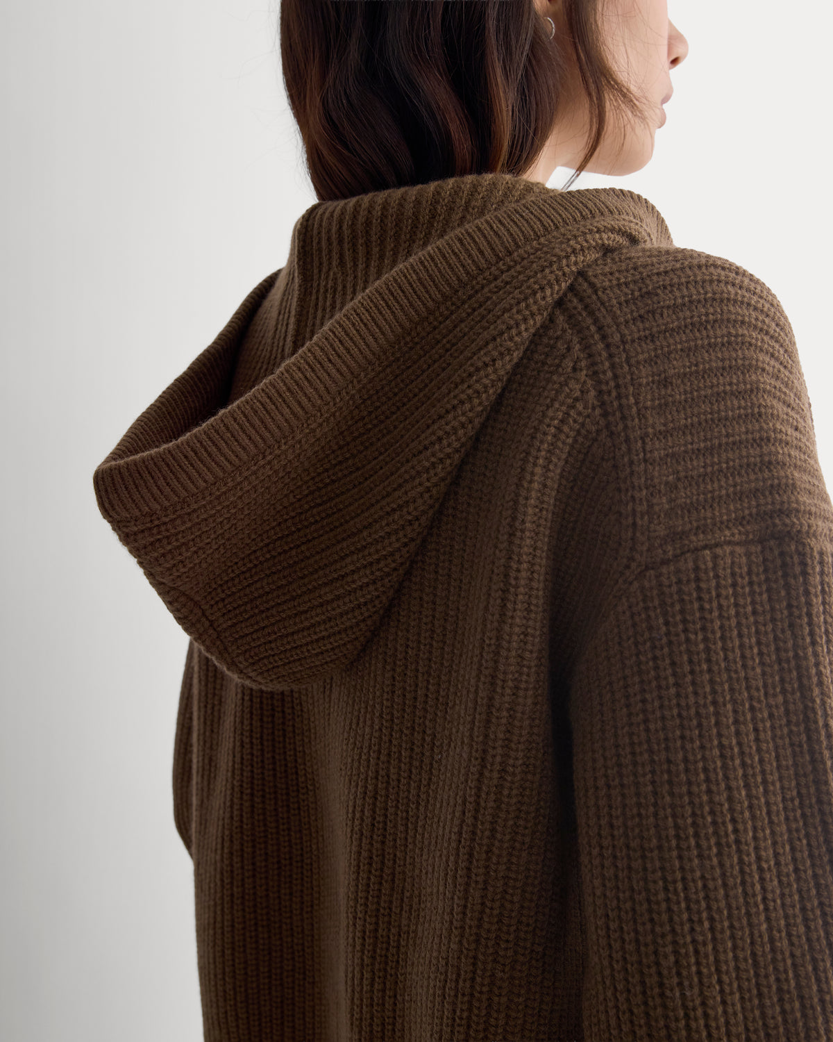 Hooded Cardigan in Luxe Merino | Cocoa