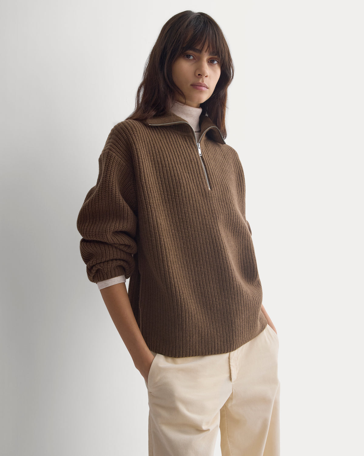The Half-Zip Sweater in Luxe Merino | Cocoa