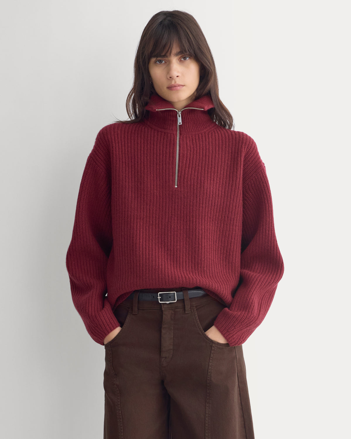 The Half-Zip Sweater in Luxe Merino | Cabernet