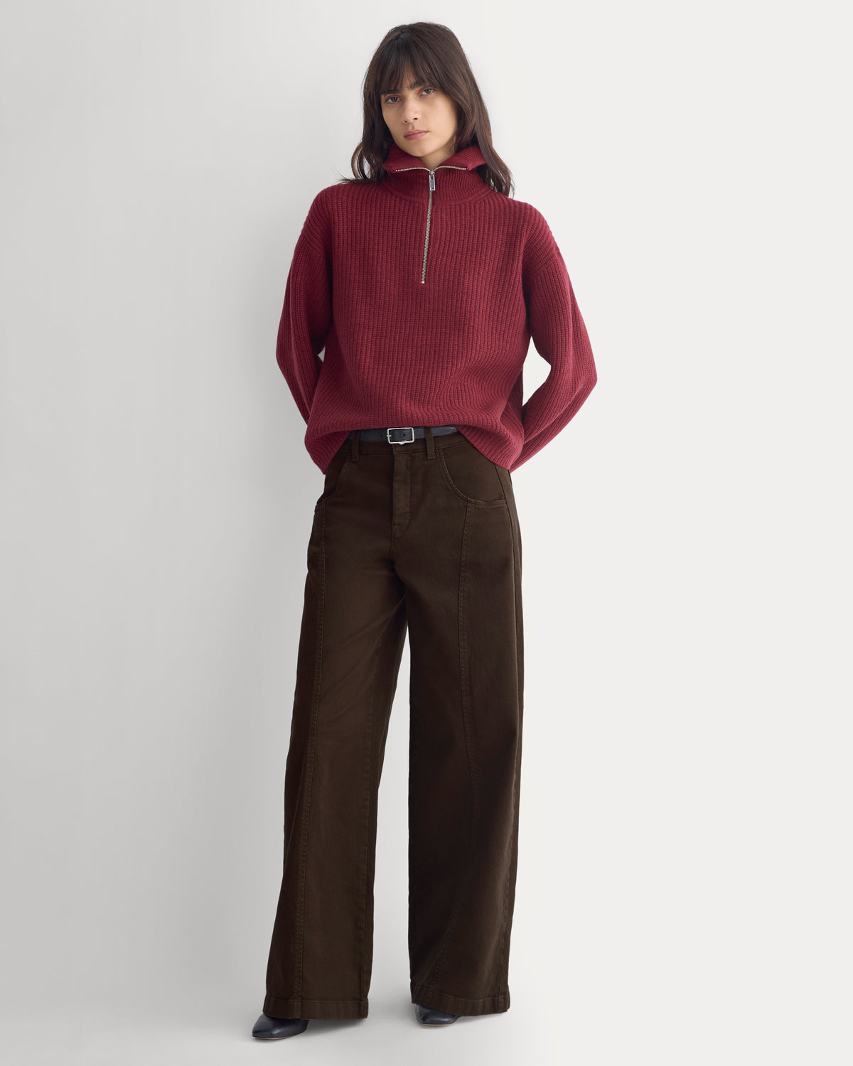 The Half-Zip Sweater in Luxe Merino | Cabernet