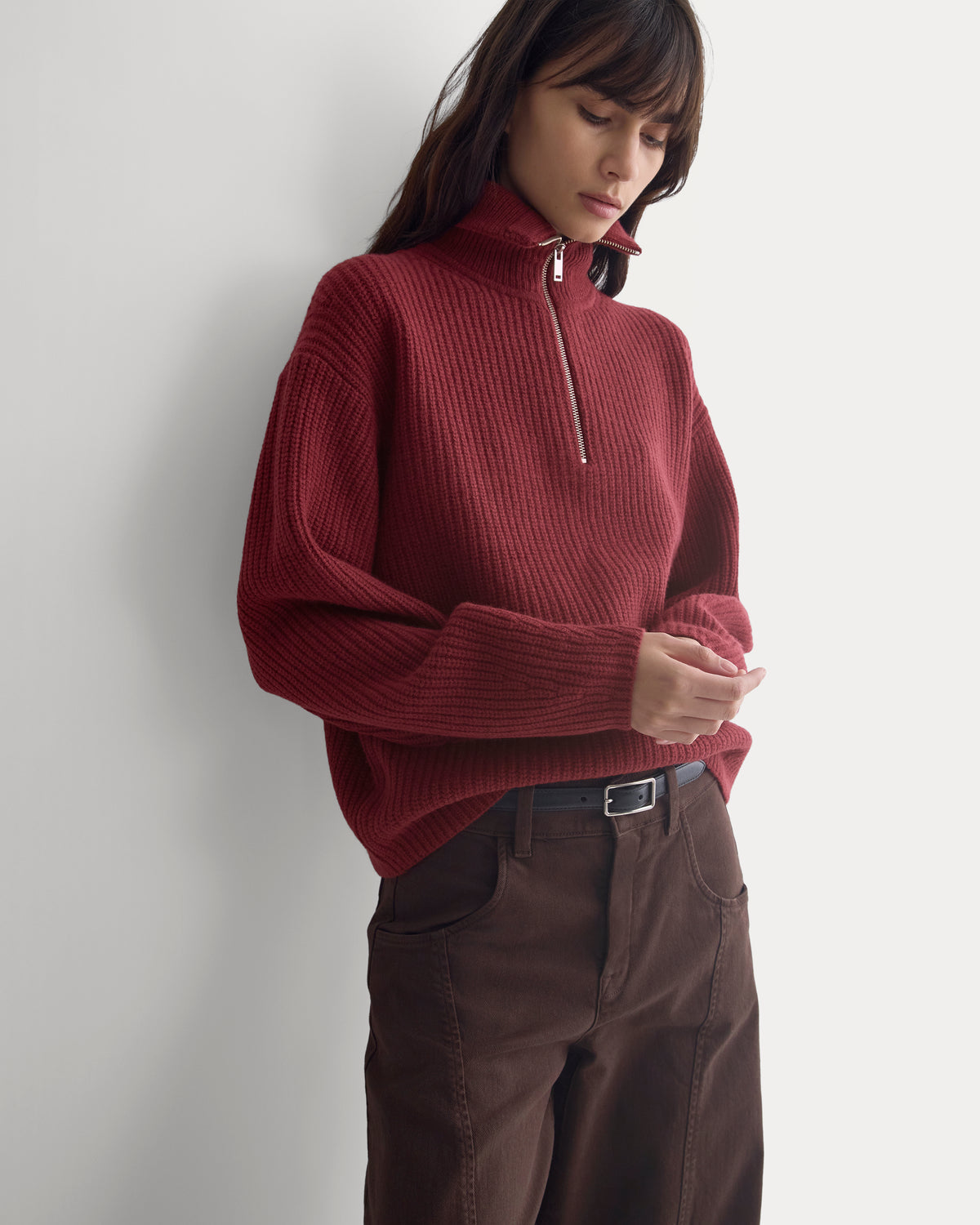 The Half-Zip Sweater in Luxe Merino | Cabernet