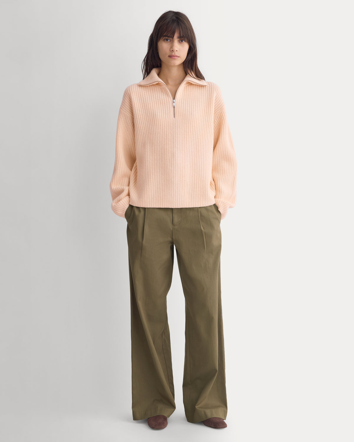 The Half-Zip Sweater in Luxe Merino | Pale Peach