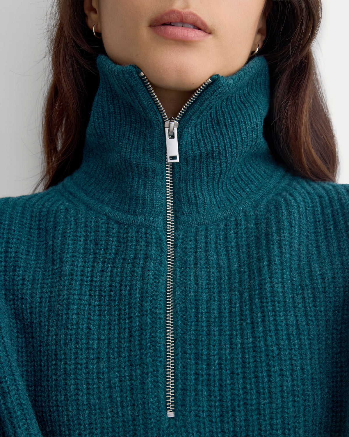 The Half-Zip Sweater in Luxe Merino | Heathered Pine