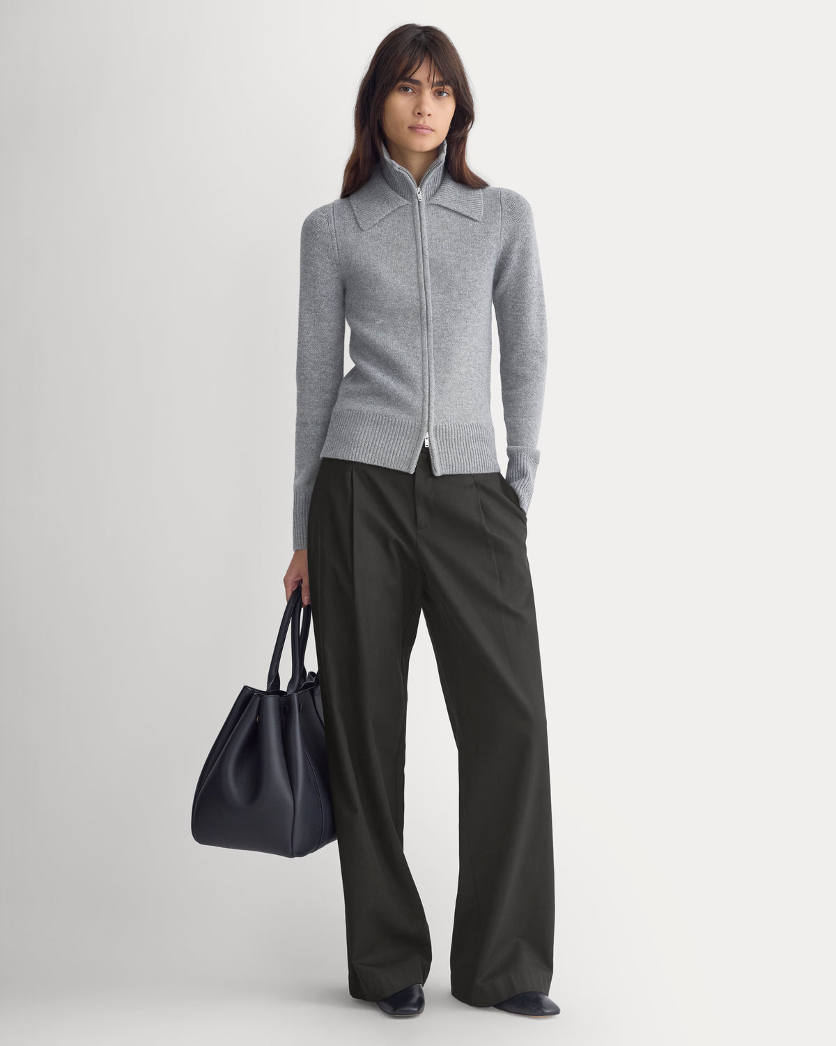 Double-Collar Jacket in Luxe Merino | Heathered Mid-Grey
