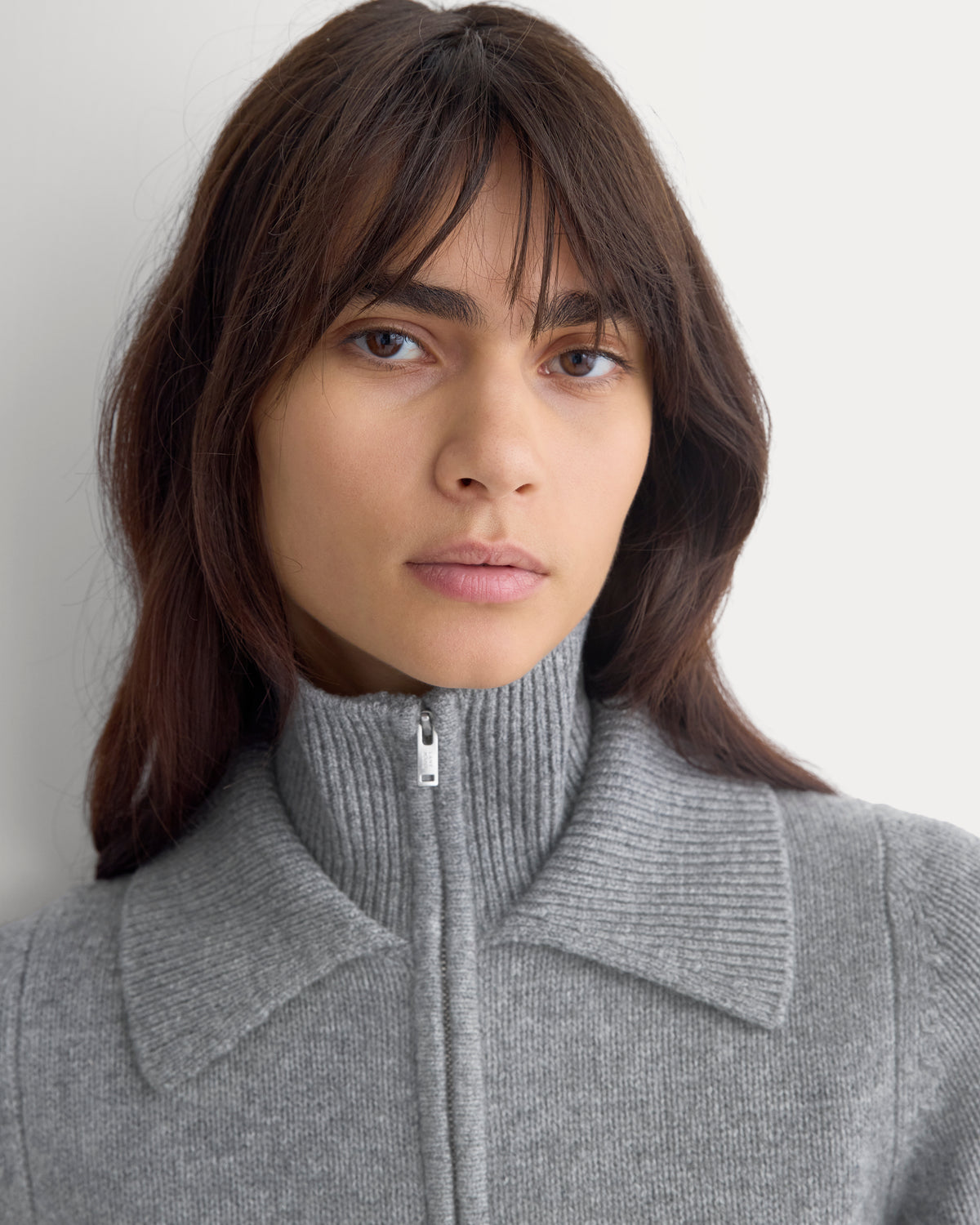 Double-Collar Jacket in Luxe Merino | Heathered Mid-Grey