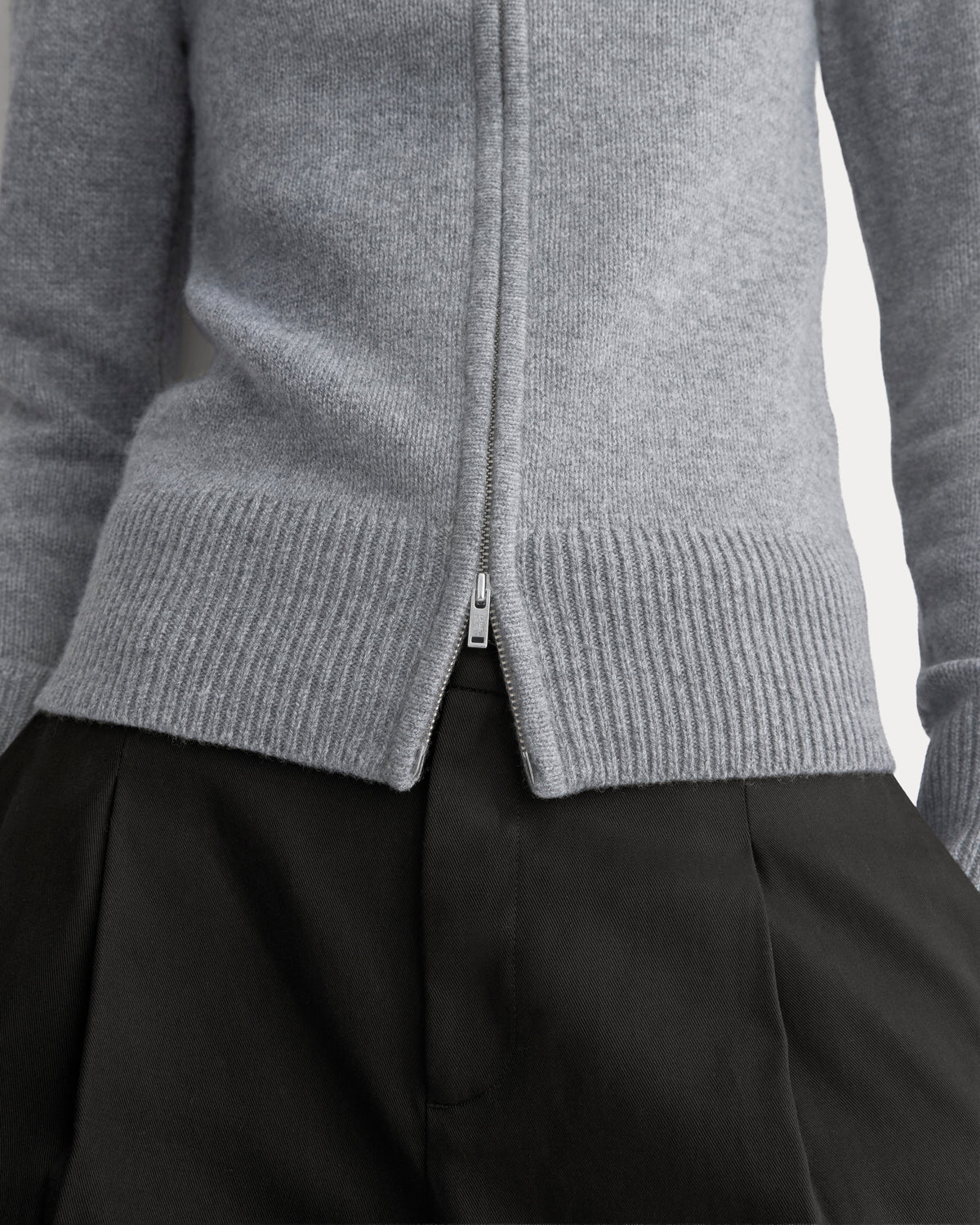 Double-Collar Jacket in Luxe Merino | Heathered Mid-Grey