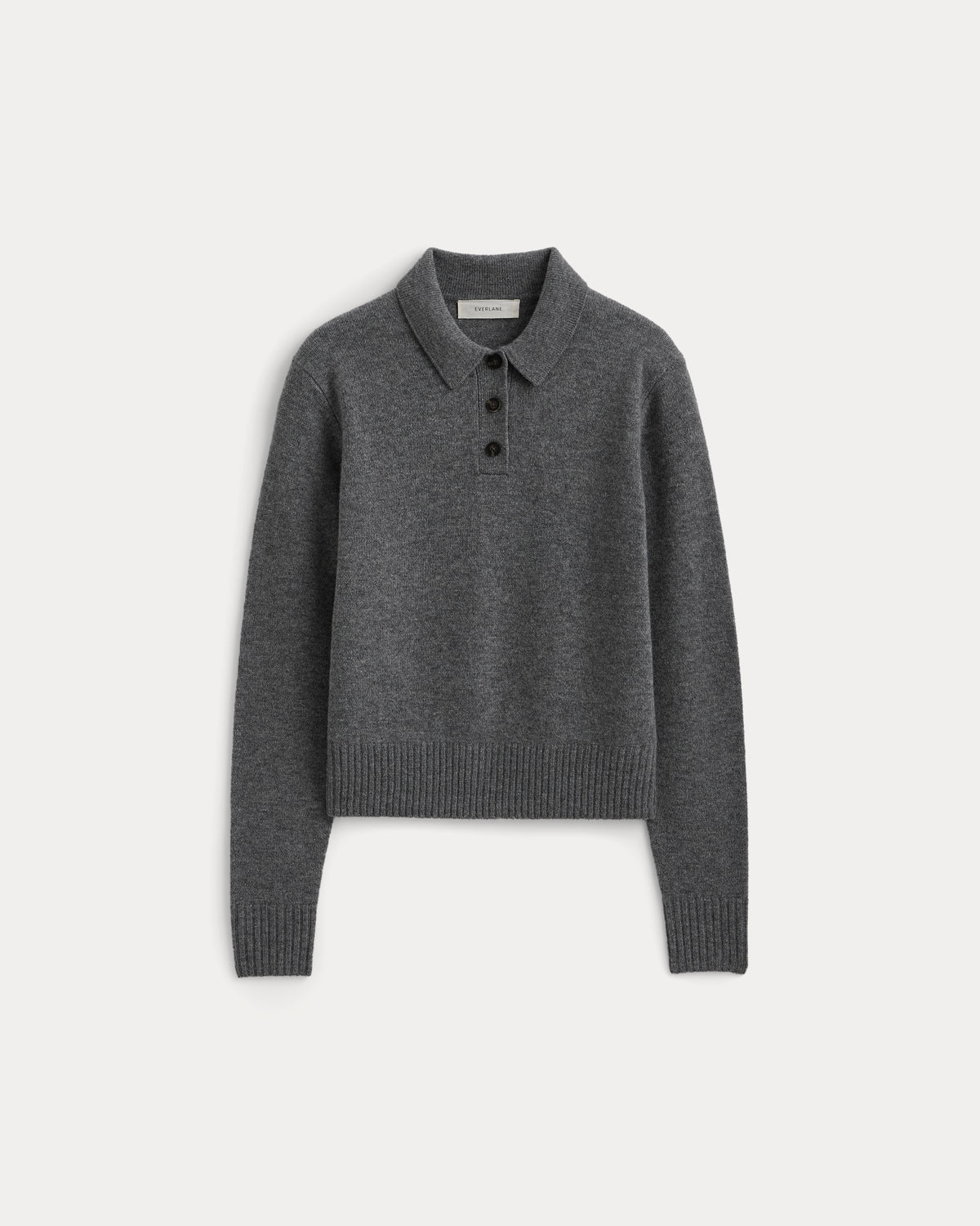Shrunken Polo in Luxe Merino | Heathered Mid-Grey