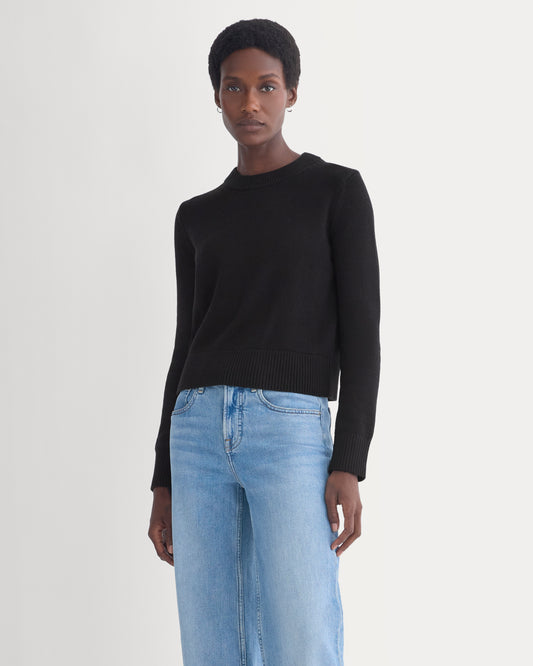 Shrunken Crew Sweater in Everyday Cotton | Black