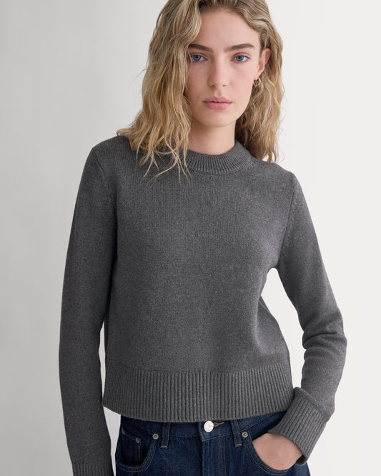 Shrunken Crew Sweater in Everyday Cotton | Heathered Charcoal