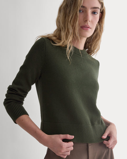 Shrunken Crew Sweater in Everyday Cotton | Dark Forest