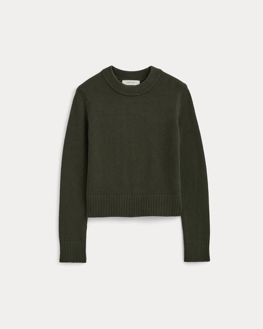 Shrunken Crew Sweater in Everyday Cotton | Dark Forest