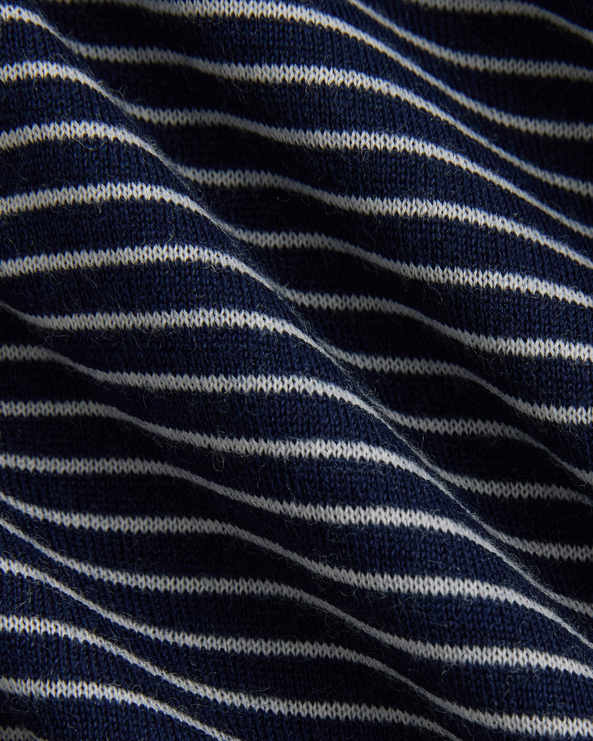 Crew Cardigan in Ultrasoft Merino | True Navy / Bone Stripe