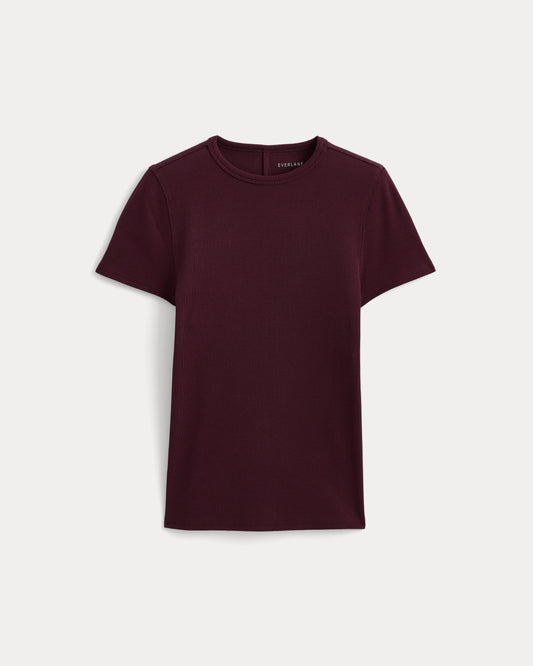 Effortless Rib Short-Sleeve Crew | Deep Plum