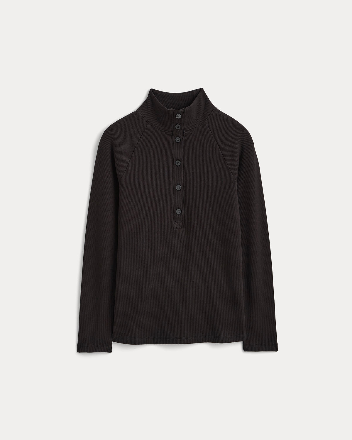 Effortless Rib Raglan Henley | Black