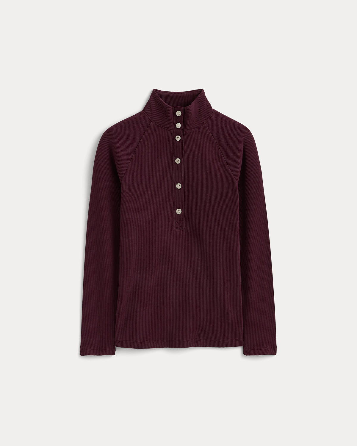 Effortless Rib Raglan Henley | Deep Plum
