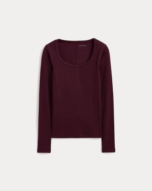 Effortless Rib Classic Long Sleeve | Deep Plum