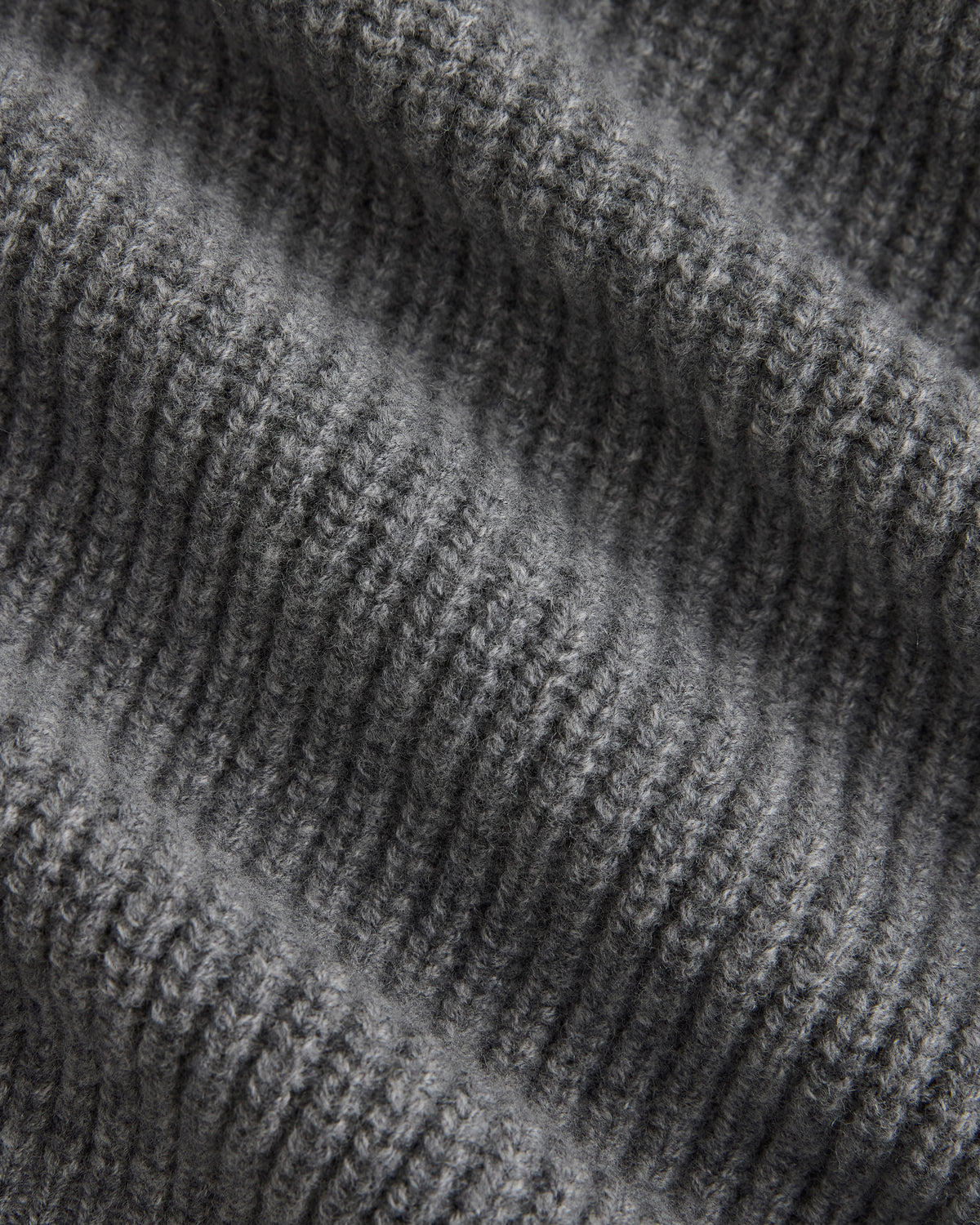 Ribbed Collared Sweater in Felted Merino | Heathered Mid-Grey