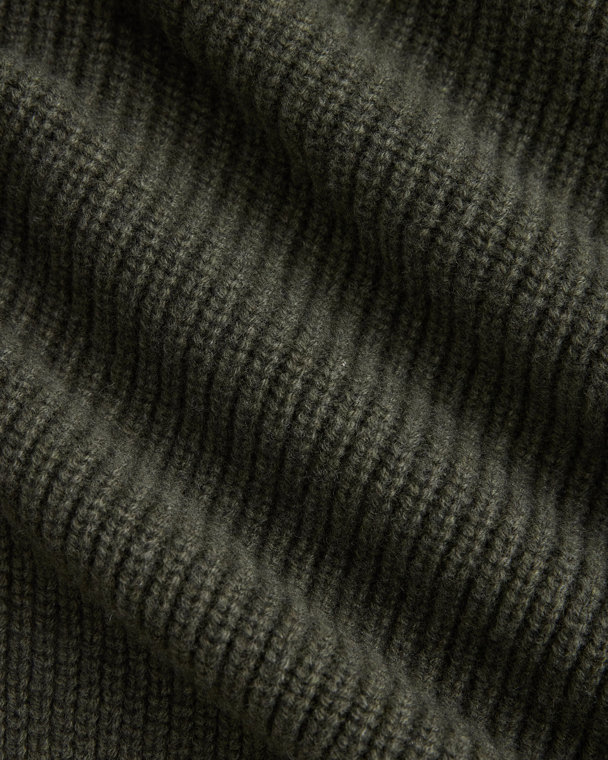 Ribbed Collared Sweater in Felted Merino | Heathered Olive Night