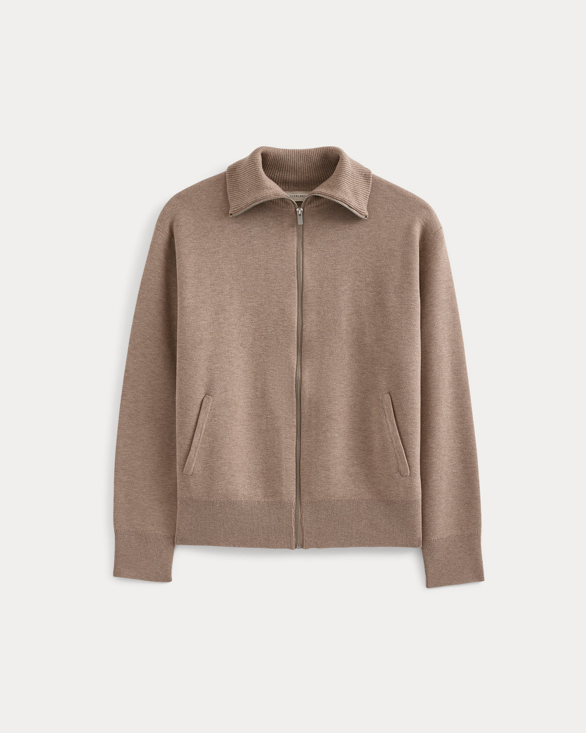 Zip-Up Sweater Jacket in Cotton Merino | Oatmeal