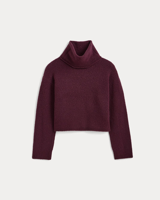 Bouclé Oversized Turtleneck Sweater | Deep Plum