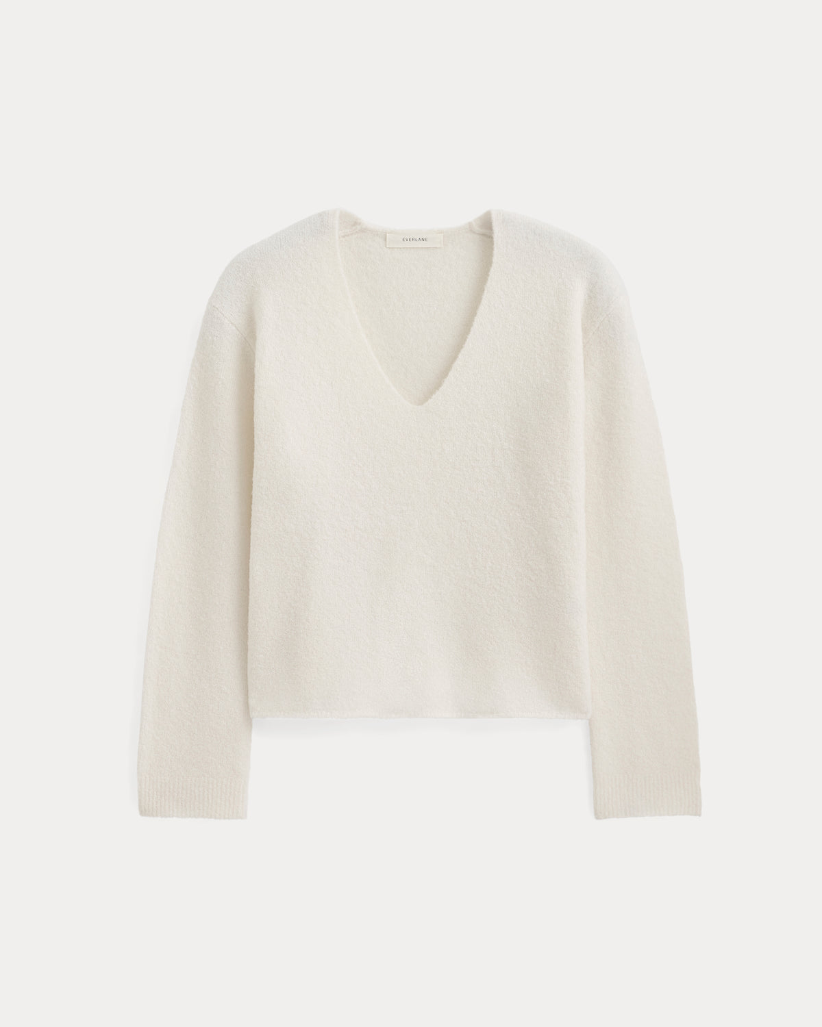 Bouclé Oversized Deep V-Neck Sweater | Bone