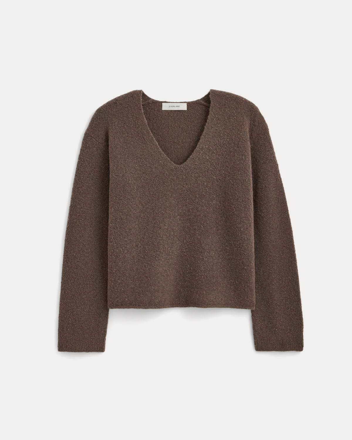 Bouclé Oversized Deep V-Neck Sweater | Deep Taupe