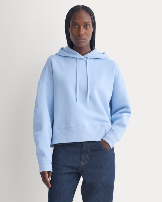 Cropped Luxe Fleece Hoodie | Cashmere Blue