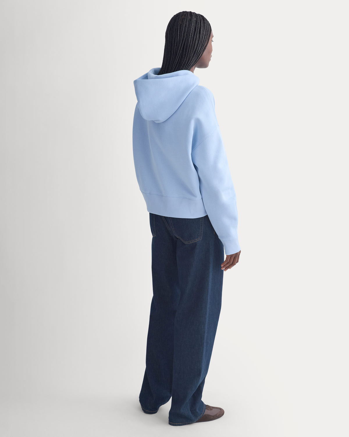 Cropped Luxe Fleece Hoodie | Cashmere Blue