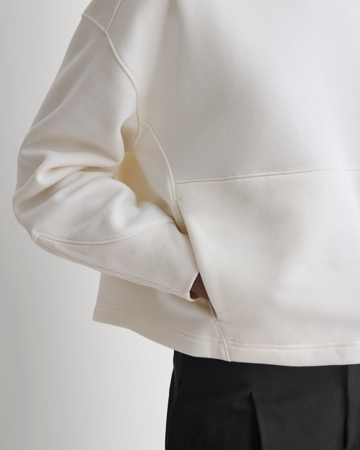 Luxe Fleece Seamed Cropped Hoodie | Bone