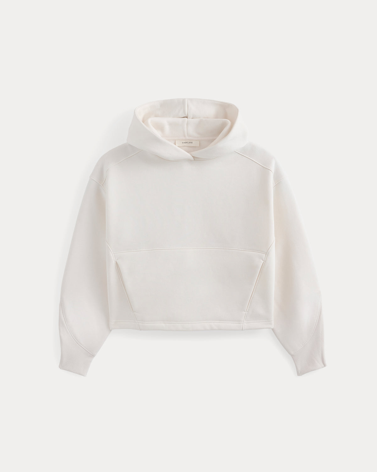 Luxe Fleece Seamed Cropped Hoodie | Bone