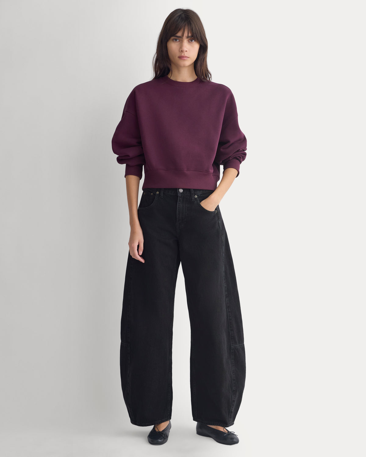 Luxe Fleece Shrunken Crew | Deep Plum