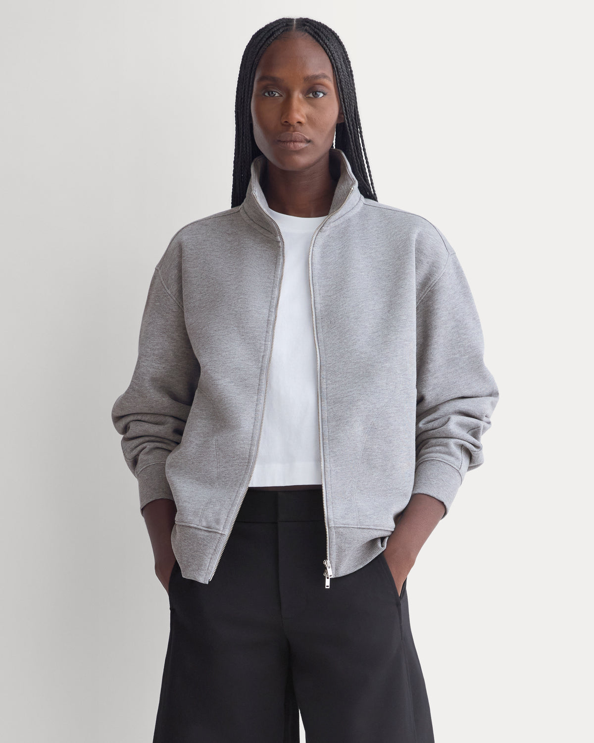Luxe Fleece Full-Zip Turtleneck | Vintage Heather Grey