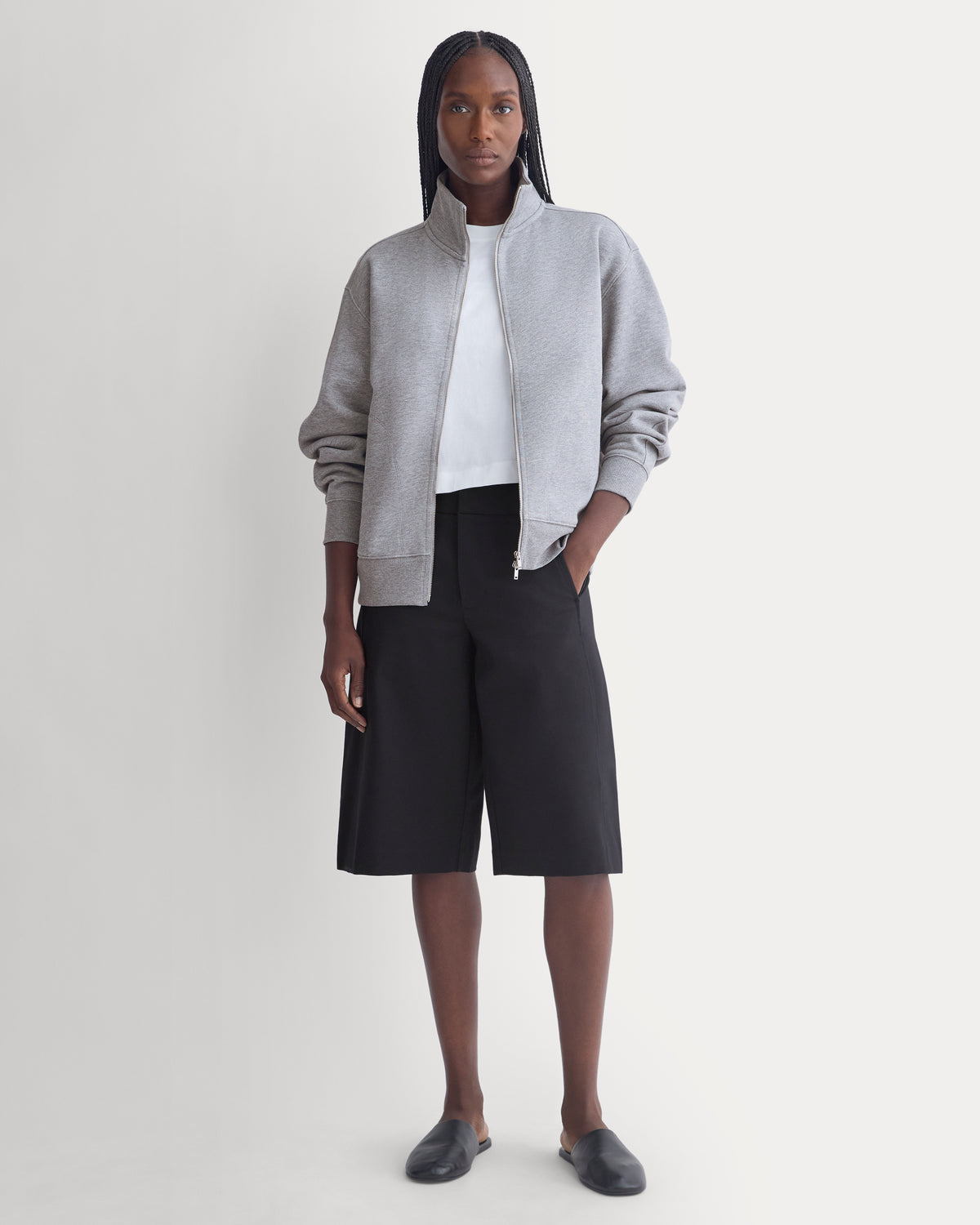 Luxe Fleece Full-Zip Turtleneck | Vintage Heather Grey