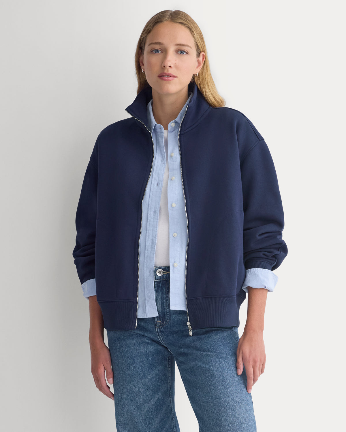 Luxe Fleece Full-Zip Turtleneck |  Navy