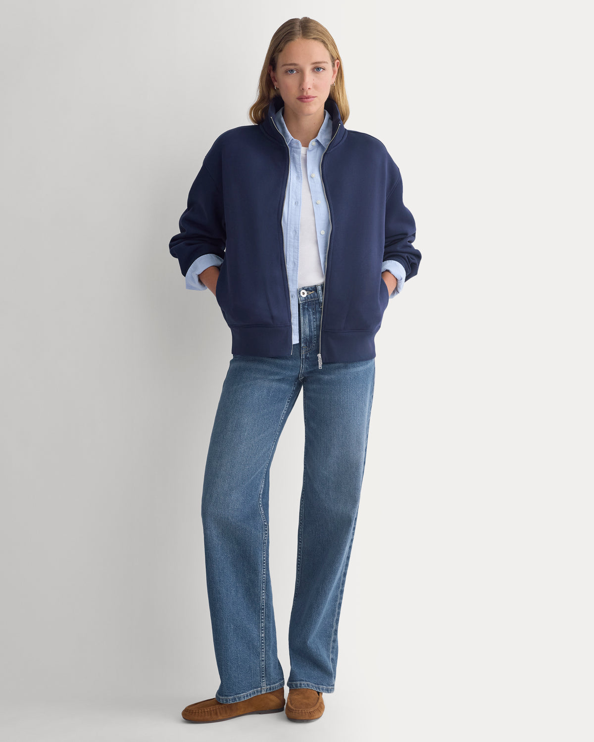 Luxe Fleece Full-Zip Turtleneck |  Navy