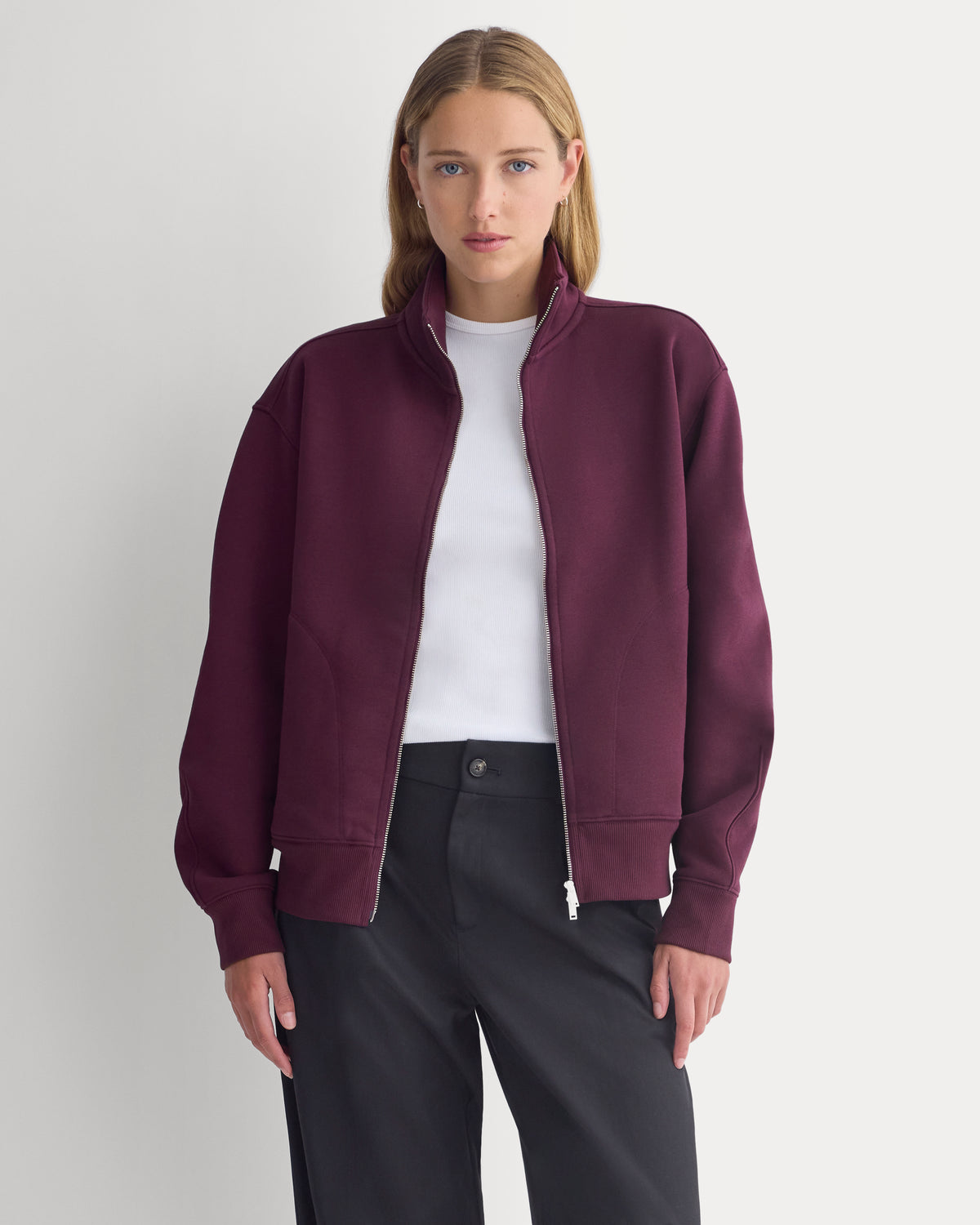 Luxe Fleece Full-Zip Turtleneck | Deep Plum