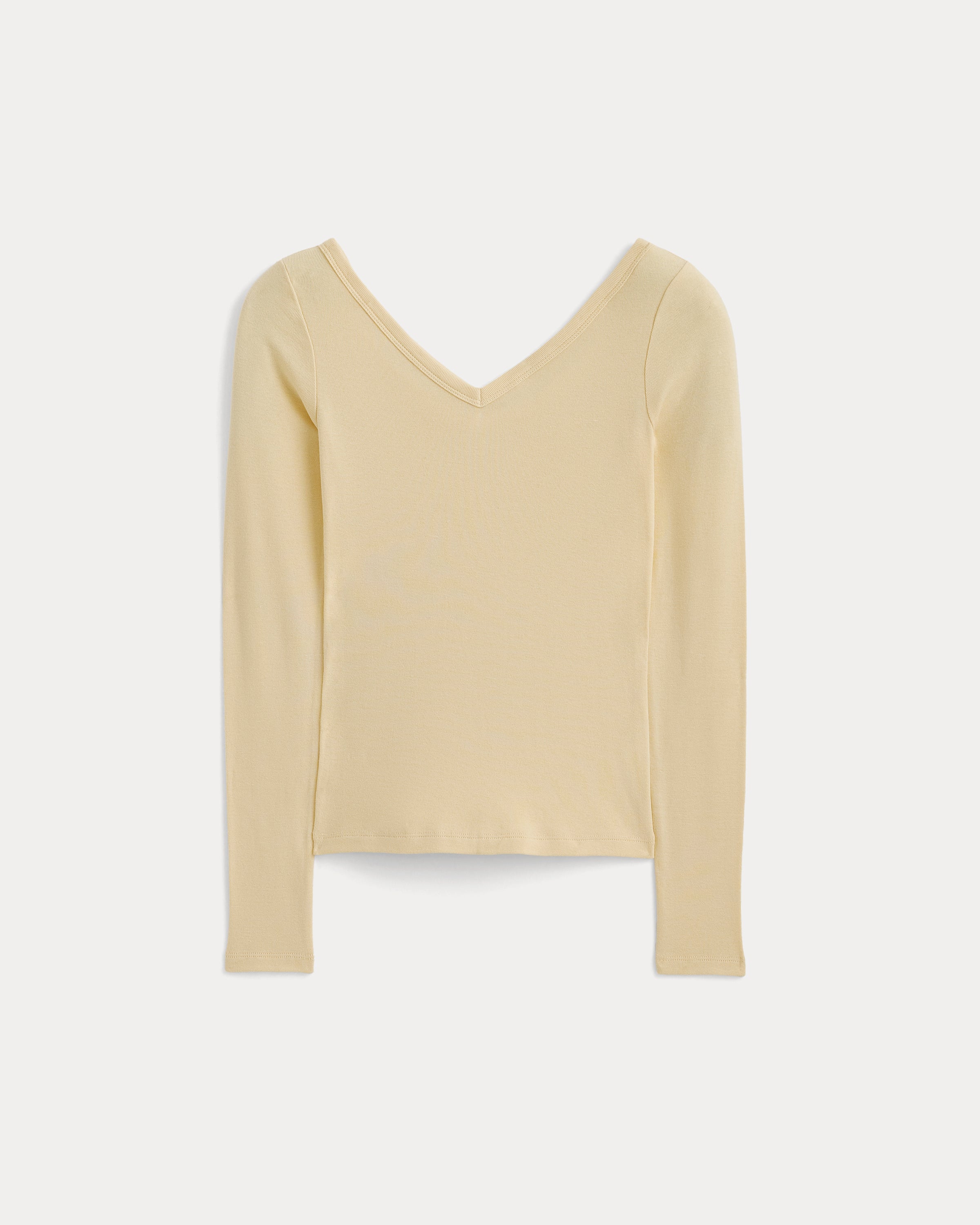 RetroSoft Cotton Wide V-Neck Top | Italian Straw – Everlane