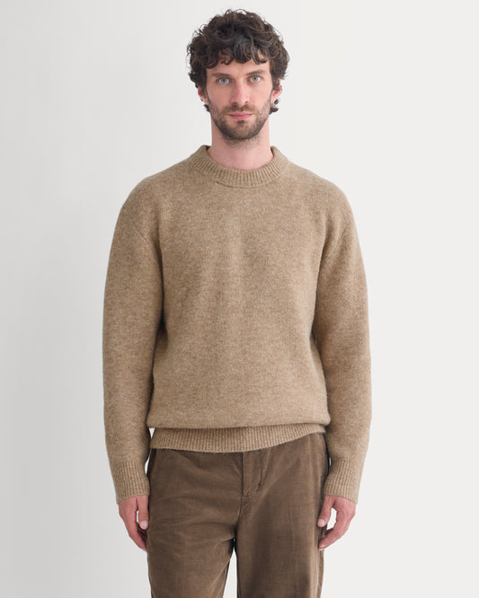 Alpaca Pullover Sweater | Dark Heathered Camel