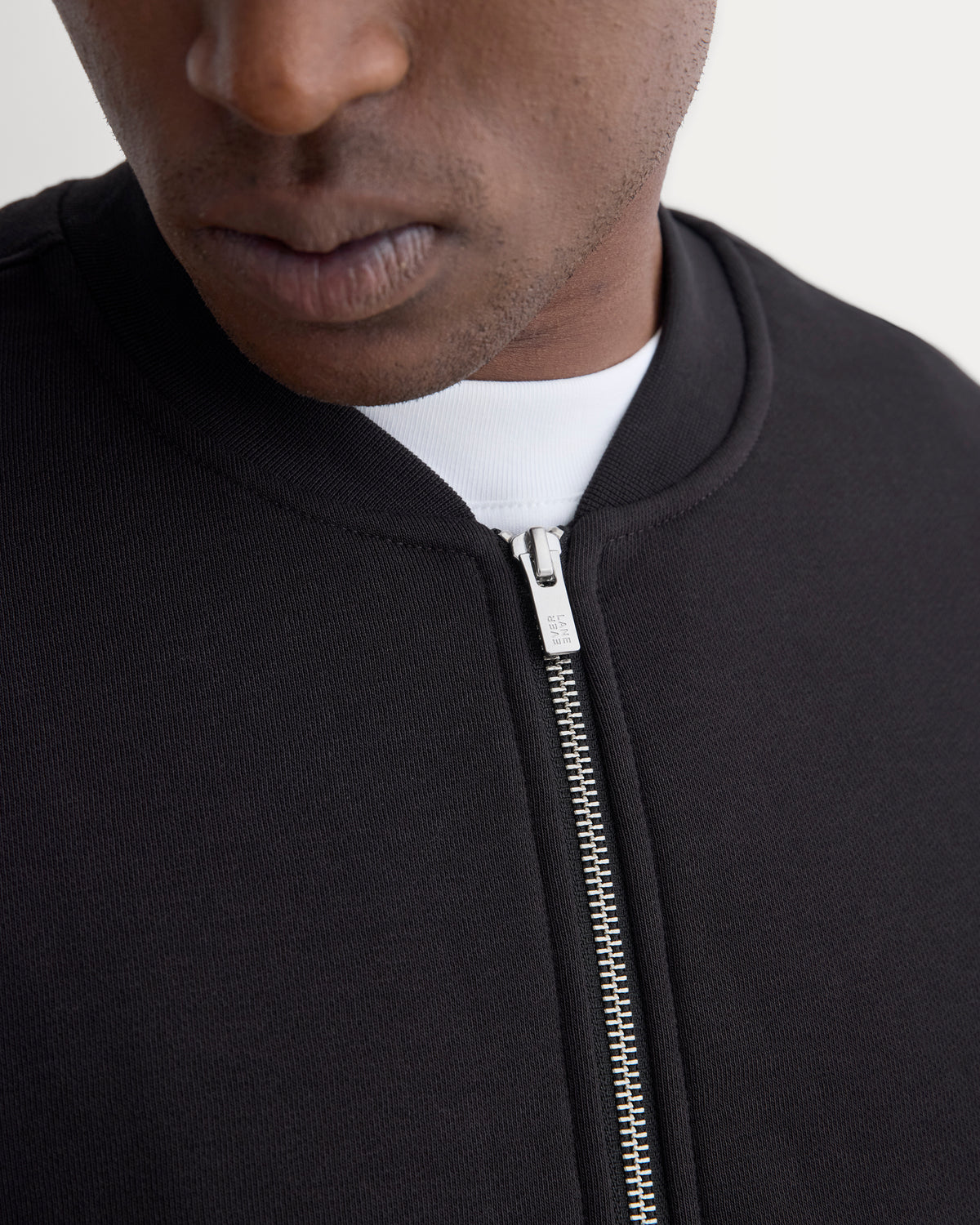 Luxe Fleece Zip Crew Cardigan |  Black
