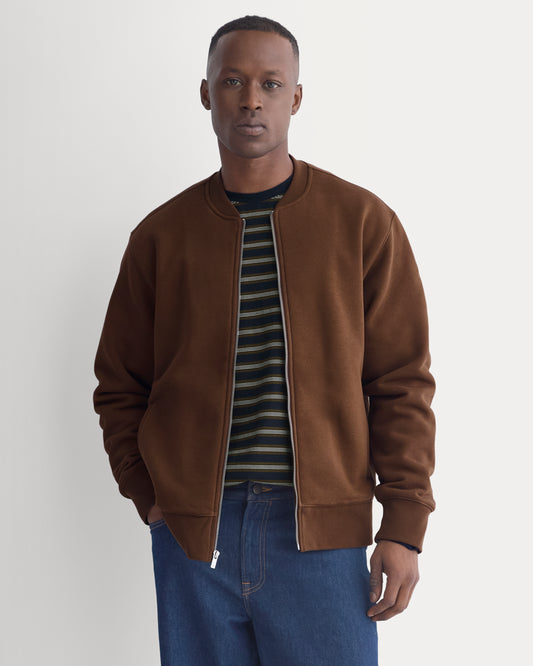 Luxe Fleece Zip Crew Cardigan | Cocoa