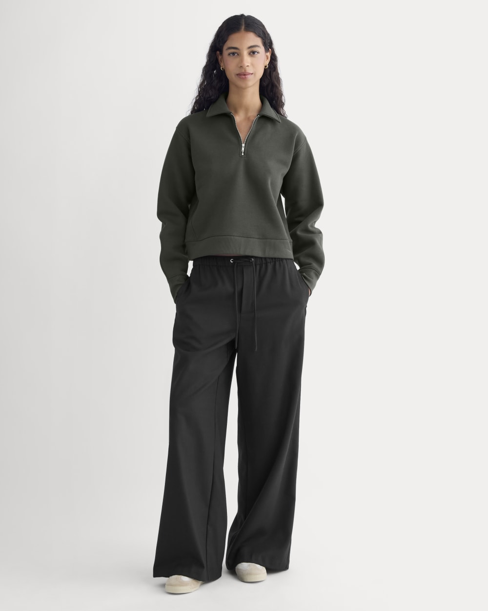 womens-luxe-fleece-zip-polo-washed-black