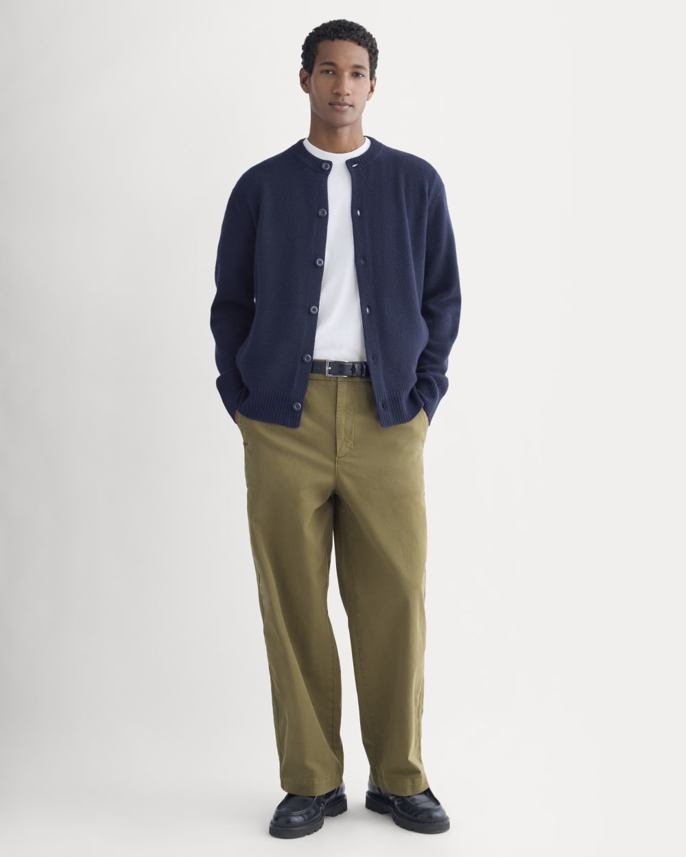 Luxe Merino Crew Cardigan | Heathered Charcoal