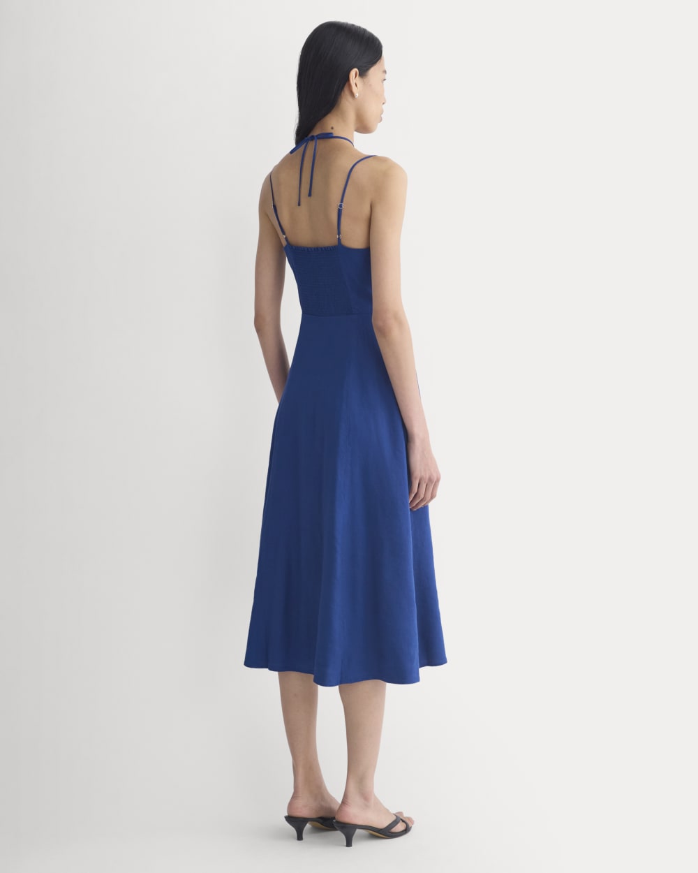 Everlane Tie-Neck Dress, Stretch Linen, Estate Blue, Size 12 Everlane Tie-Neck Dress, Stretch Linen, Estate Blue, Size 12