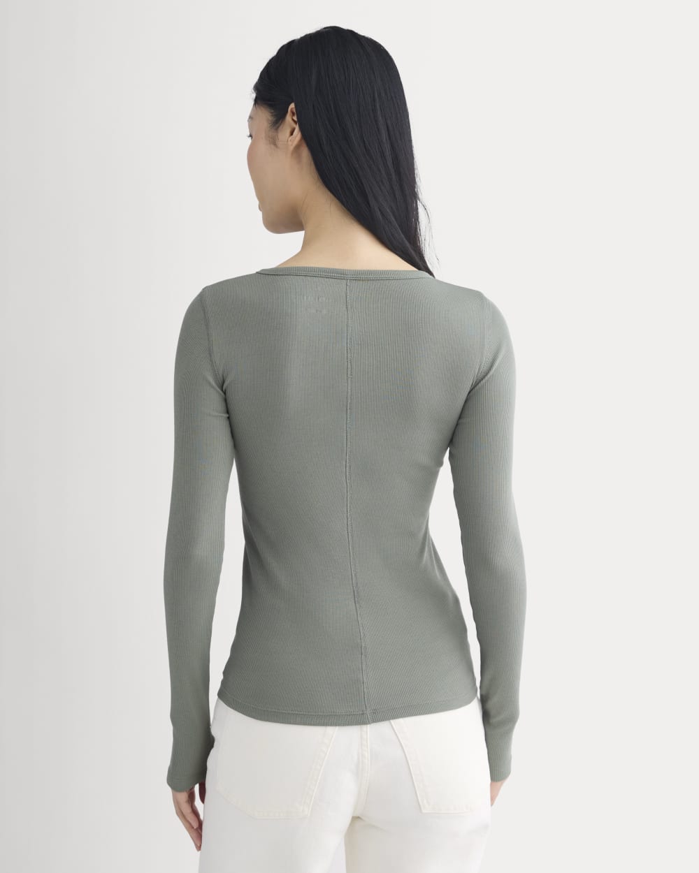 The Luxe Rib Long-Sleeve Crew | Agave Green – Everlane