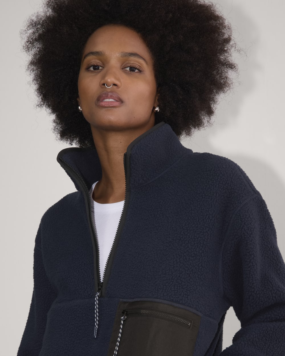 The ReNew Fleece Oversized Half-Zip | Navy – Everlane