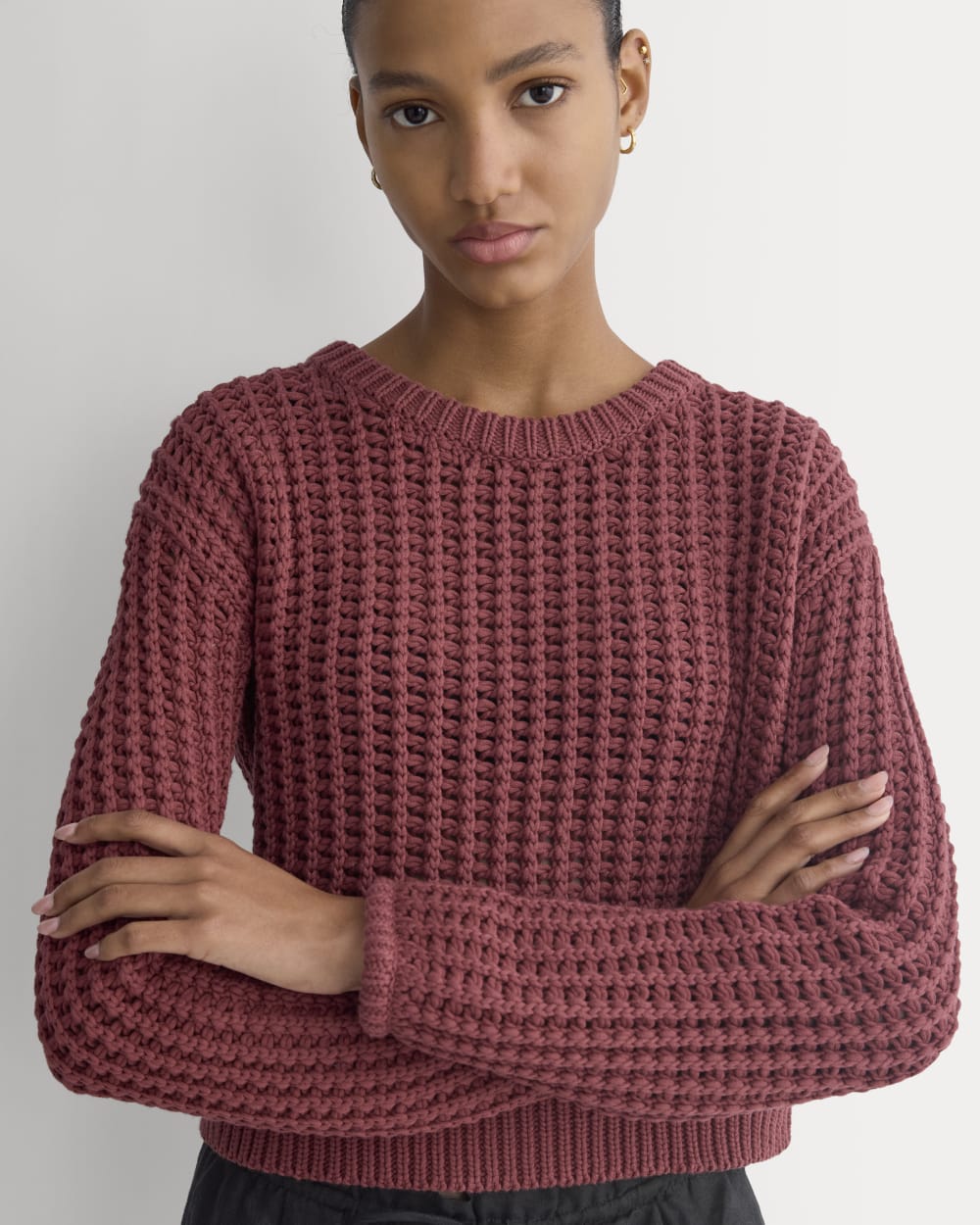 Open-Knit Crew in Elevated Cotton | Henna Red – Everlane Open-Knit Crew in Elevated Cotton | Henna Red – Everlane