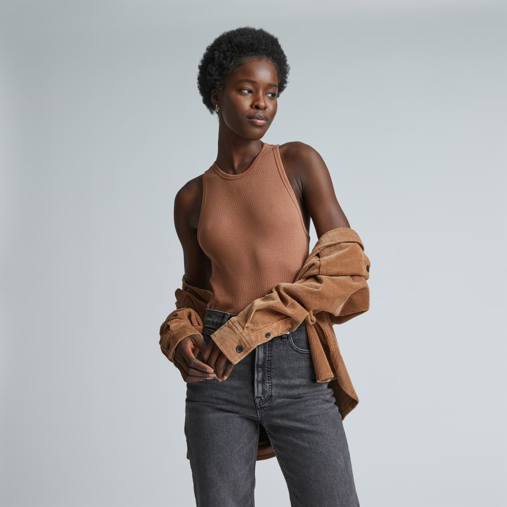 The Luxe Rib Racerback Tank | Carob Brown – Everlane