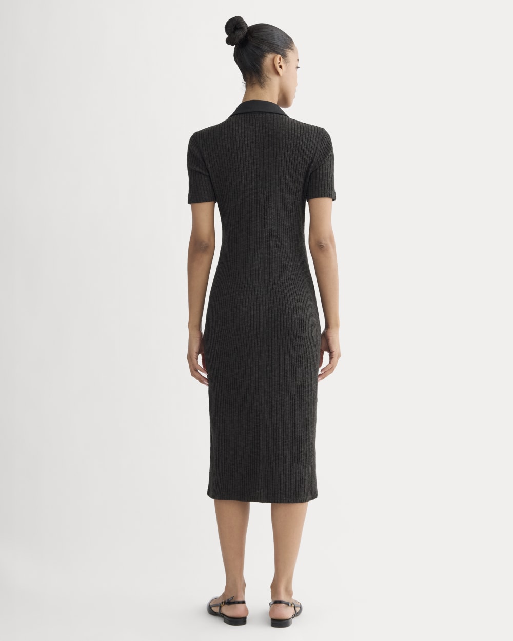 Everlane Cozy Rib Polo Dress in Black, Size XXS, Cotton Everlane Cozy Rib Polo Dress in Black, Size XXS, Cotton