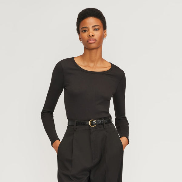 The Supima® Micro Rib Cropped Long-Sleeve Crew | Black – Everlane