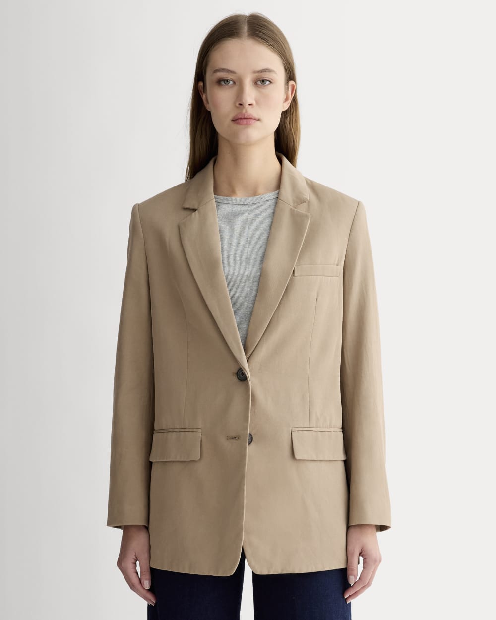 womens-tencel-oversized-blazer-ash-brown | primary